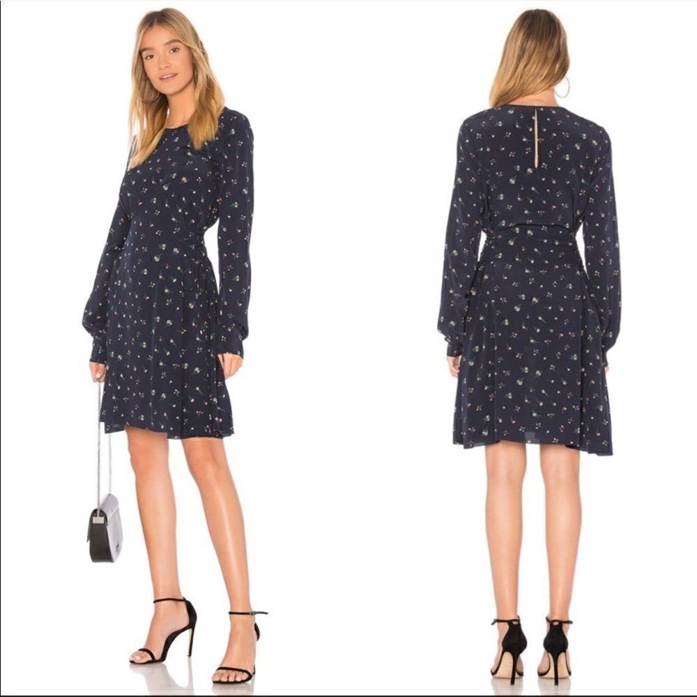 Theory Lace Up Side Floral Mini Dress Silk 8